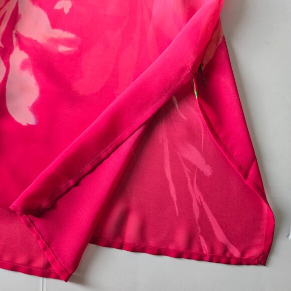 Susan Graver Sheer Pink Floral Blouse Tunic Swim Coverup 10 Excellent Condition - Picture 7 of 8